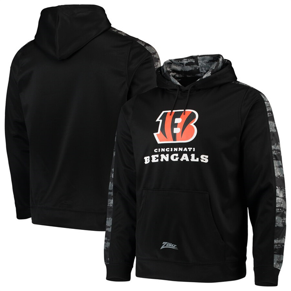Men's Black Cincinnati Bengals Zubaz Tonal Oxide Pullover Hoodie